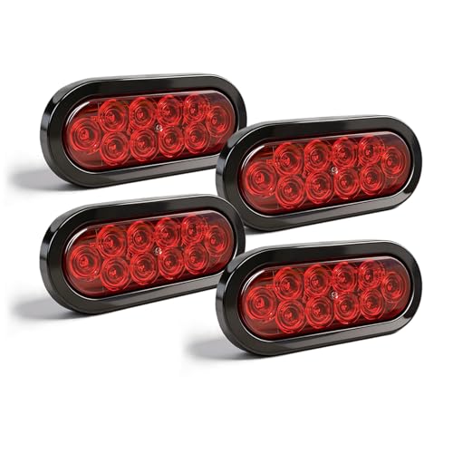 Lumvraneo 6 Oval LED Trailer Lights Red 4 Pack 12V