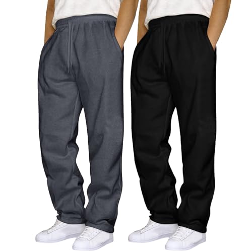 Men's Sweatpants Lightweight Running Jogging Pants Solid Baggy Straight Leg Casual Pant 2 Pack Sweatpants for Men2