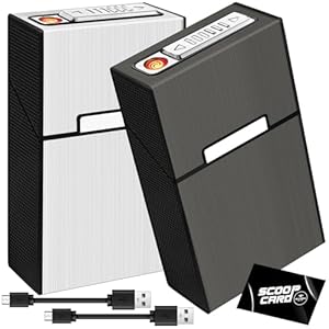 roygra Cigarette Case with Lighter for 85mm King Size, Rechargeable 20 Capacity – 2 Pack