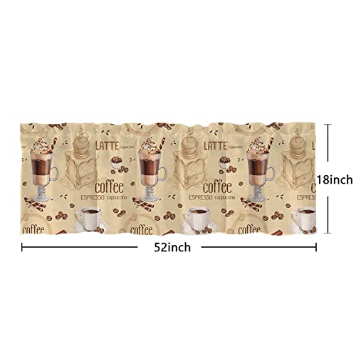 Prukivra Valances For Windows,Rod Pocket,52 X 18 Inch,Warm Coffee #TOP1