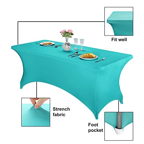 FORLIFE Spandex Table Covers - Fitted 6ft Rectangular Tablecloth, Universal Stretch Patio Table Cover for Wedding, Banquet, Party (Turquoise) by FORLIFE - Image 3
