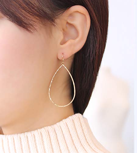 Pomina Lightweight Open Teardrop Earrings Simple Basic Gold Dangle Drop Earrings For Women Teen (Textureteardrop_Gold) #TOP5