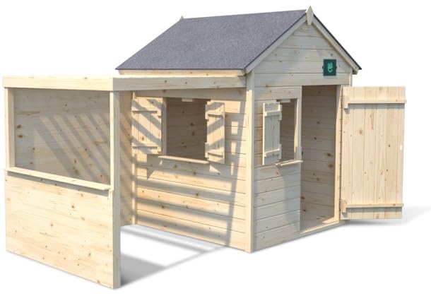 SOULET   Casita de Madera Infantil con Pérgola Alpaga 140x120x145 cm   Casita de Jardín para Niños Personalizable   Madera Natural   Fácil Montaje