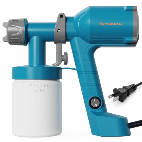 Tilswall Paint Sprayer,Upgraded Ultra-Light Electric Paint Spray Gun with 2 Nozzles & 4 Patterns Easy to Clean for Fences, Sheds, Walls, Ceilings, Furniture, Cabinets, Garden & DIY Blue