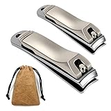 Nail Clippers Set, IVON Fingernail and Toenail Cutter, 2pcs Nail Clippers for Men and Women (2pcs)