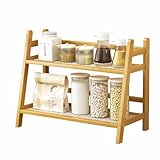 Generisch Kaffeestation in Korboptik, 2 Tier Bambus Regal, Küchenregal Arbeitsplatte, für Matcha & Kaffeezubehör, Tee, Kaffee, Bar, Tassen-Display, Gewürz Organizer