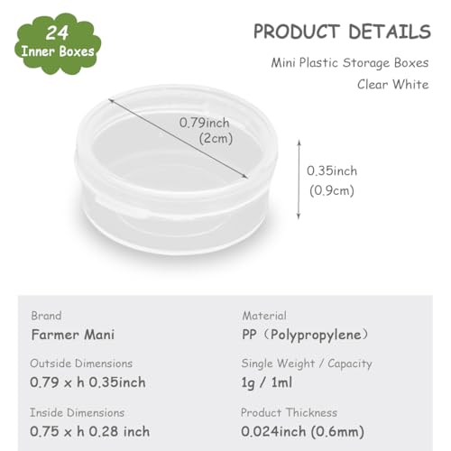 Image of Small Bead Organizers, 24 Pieces Mini Clear Plastic Round Storage Jars for Beads,Buttons, Jewelry