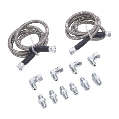 Generic 6AN 52in Transmission Cooler Hose Kit, Stainless Steel Braided PTFE Hose Transmission Cooling Lines for Trucks