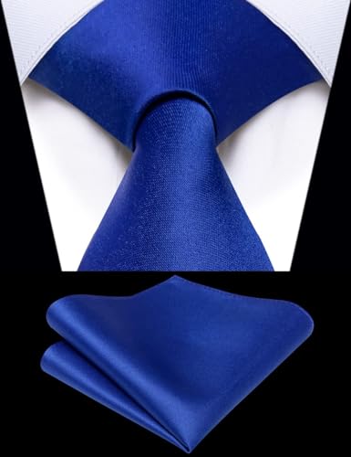 Image of YourTies Zipper Tie for Men Adjustable Pre-tied Satin Neckties and Pocket Square Set Solid Color Business Formal Wedding