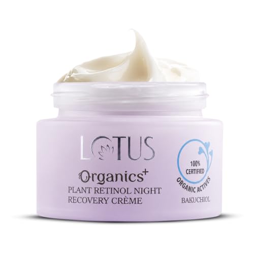 Lotus Organics+ Bakuchiol Plant Retinol Recovery Night Cream | Reduces Fine Lines & Wrinkles | Anti Ageing | Certified Organic | Refines Skin Texture|