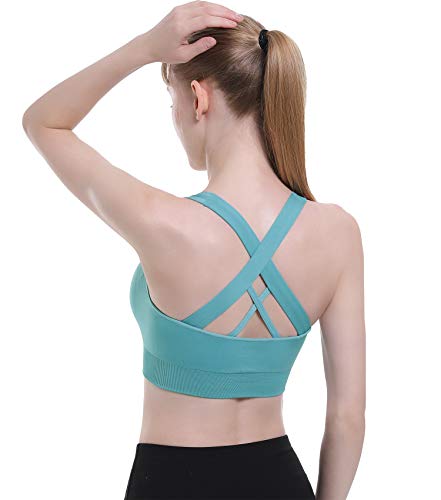 Sports Bras For Women Padded High Impact Seamless Criss Cross Back Workout Tops Gym Activewear Bra Large #TOP2