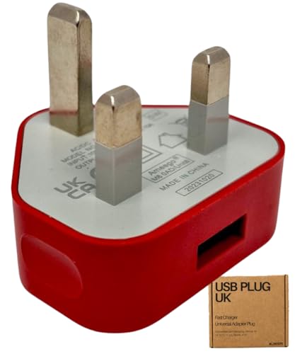 Electoys Single USB Plug UK - 5V 1A USB Plug - Fast Charger Plugs Head - UK 3 Pin Plugs With Cable Port - Main Wall Charging Adapter - Compatible with iPhone 7 8 XS Max XR 11 12 Samsung, Redmi, Huawei