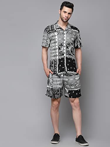 Image of Rigo Printed Co-Ord Set for Men's | Casual Shirt & Shorts Night Suit Set | Lounge-wear Nightdress Pajama Set for Men's | Night Wear, Beach Wear, Vacation Wear Outfit