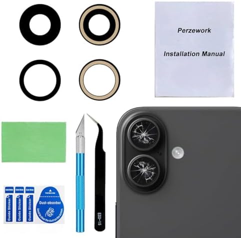 2 Set Back Rear Camera Lens Glass Replacement for iPhone 16 and i...