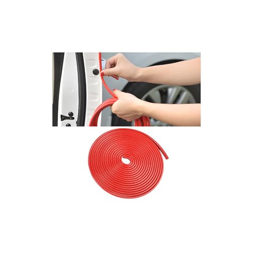 Image of Osilly Car Door Edge Guards, U Shape Rubber Seal Car Edge Trim Protection, Weather Proof Aluminum Automotive Door Molding, 16Ft (Red)