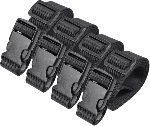 Image of Vigorport Utility Straps Quick Release Nylon Backpack Accessory Bag Strap, Adjustable for Hiking, Travel, Outdoor Sports-4 Pack (Black, 1 inch W-79 L)