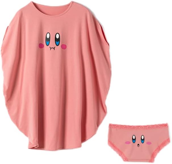 Paldal 星のカービィ Tシャツ ルームワンピース パジャマレディース ワンピース 夏用 半袖 室内着 女性用 寝巻きリラックス 部屋着 今年人気のブランド品や