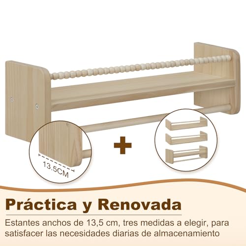 Miniatura 4 de Woltu Librería Infantil, Juego De 3 Estantes De Pared Para Niños, Estanteria Libros Infantil, Estantes Pared De Madera Maciza, Baldas Flotantes Para Libros Y Juguetes, Para Habitación Infantil