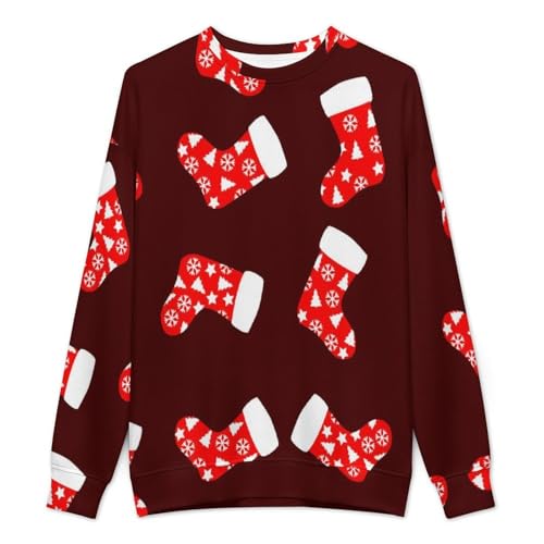 MoBlinko Mens Sweater Retro Christmas Socks Sweaters for Men Crew Neck Sweater for Men Lightweight Pullover2