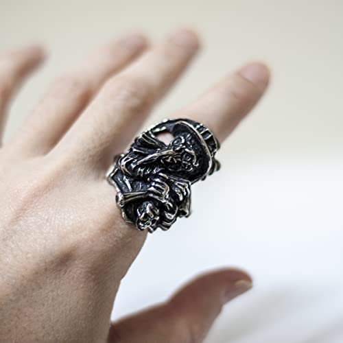 Image of Death Skull Ring for Men Stainless Steel Jewelry Biker Rings Scary Death Ring Skull for Gifts