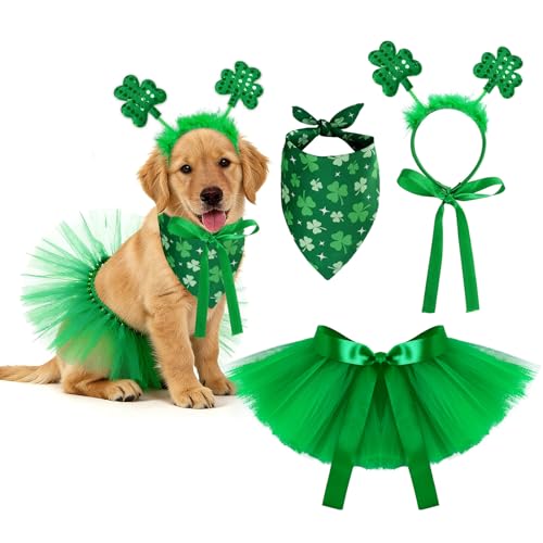 Disfraz 3 piezas para perro Día de San Patricio verde