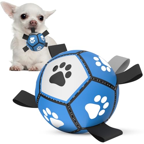 HETOO Hundeball Hundespielzeug Ball mit Griff für Hund Interaktives Schleppen von Krieg Wasser Hundebälle Spielzeug Geburtstagsgeschenk für Klein/Mittel Hunde (5 Zoll Blau Grau)