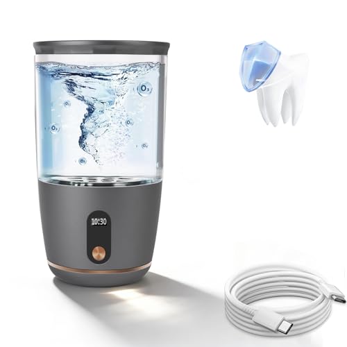WochiTV Tazza portatile per generatore di ozono – 3/5/10 min acqua O3 regolabile, tazza ricaricabile per collutorio ozono per bagno e viaggi, dispositivo di acqua all'ozono per la pulizia orale