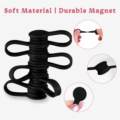 Cintas Magnéticas para Cables Viaky, 6 Unidades, de Silicona, Negro — Organizadores Reutilizables para Cables USB, Auriculares y Cargadores, para Hogar, Oficina, Cocina y Escuela miniatura 4