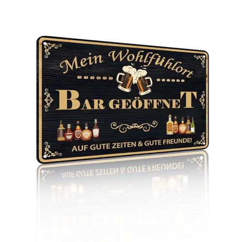 „Mein Wohlfühlort BAR“ Schild Dekoration Metall Zinn Schilder für Zuhause, Bar, Man Cave, Vintage Wandzubehör, Bier Cheers Dekorationen, Geschenke, 12 x 8 Zoll (25120)