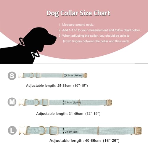 YUDOTE Ultra-weiches Hundehalsband aus natürlicher Baumwolle mit Twillgewebe für Mittel Hunde mit empfindlicher Haut,Hellblau