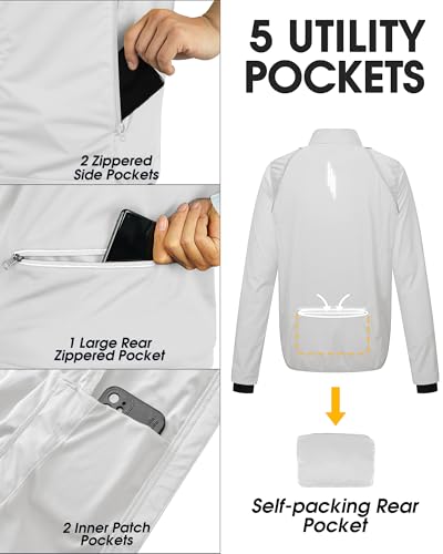 Image of 33,000ft Men's Cycling Jacket Long Sleeve, Waterproof Running Bike Vest Outerwear Reflective Windproof Sleeveless Jacket