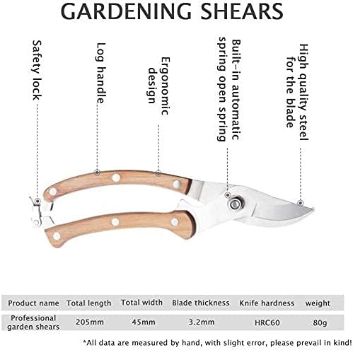 園芸用剪定鋏 【枝木】 プロ仕様の剪定鋏、園芸用具はさみ、植物、果樹、花、枝用の木のトリマー、木製ハンドル,