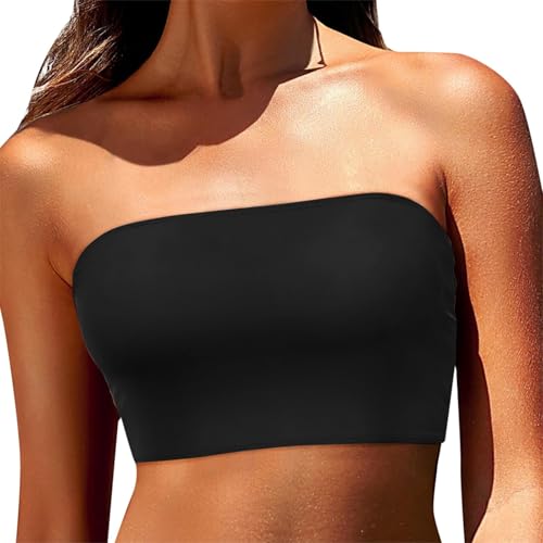 Bandeau Sexy Bikini Oberteil Damen Gestreifte-Trägerloser...