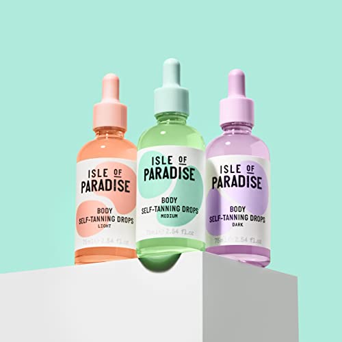 Isle of Paradise Self Tanning Firming Body Drops - Light - Color Correcting Self Tanner Drops for Gradual Glow - Vegan and Cruelty Free - 2.54 fl. oz