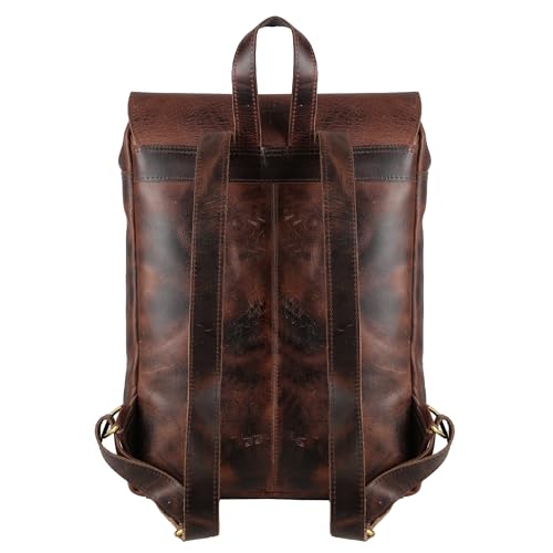 TUZECH Handcrafted Vintage Genuine Buffalo Leather Backpacks for Women and Men Fashionable, Trendy Laptop Bag (19 Inches)3