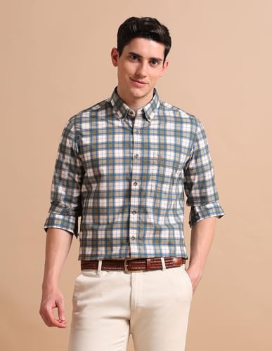 Image of U.S. POLO ASSN. Checked Regular Fit Shirt for Men - 100% Cotton, Breathable & Comfortable, Full Sleeves Casual Shirt for Men