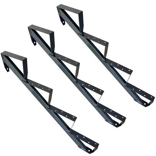 3x Treppenholm Holz-Treppe Treppenwange Treppenrahmen Anthrazit RAL 7016/Wählbar 2-6 Stufen (4 Stufen Holme)