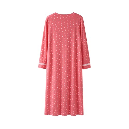 Keyocean Chemise de Nuit Femme Coton Longue Robe de Nuit à Manches Longues – vue 2