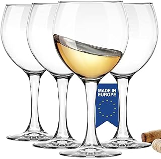 Crystalia Premium Wine Glasses 4 Set, 360ml 100% Lead & Cadmium Free Dishwasher Safe, Short Stemmed Wine Glass Set, Small Wine Glasses, Sturdy Wine Glasses, Perfect for Home, Parties and Restaurants