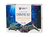 Turtle and Orca Soapstone Carving and Whittling—DIY Arts and Craft Kit. All Kid-Safe Tools and Materials Included. for 8 to 99+ Years.