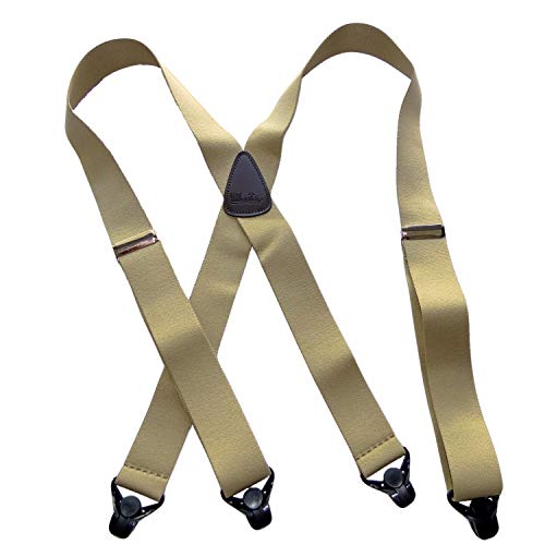 Holdup Ski-Ups Suspenders With Usa Patented Black Composite Plastic Gripper Clasps (Tan 1 1/2") #TOP26