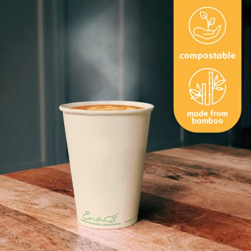 100% Compostable Disposable Coffee Cups [12oz 80 Pack] Paper Cups Made from Bamboo, Eco-Friendly, Biodegradable Premium Party Cups, Natural Unbleached by Earth's Natural Alternative by Earth's Natural Alternative - Image 4
