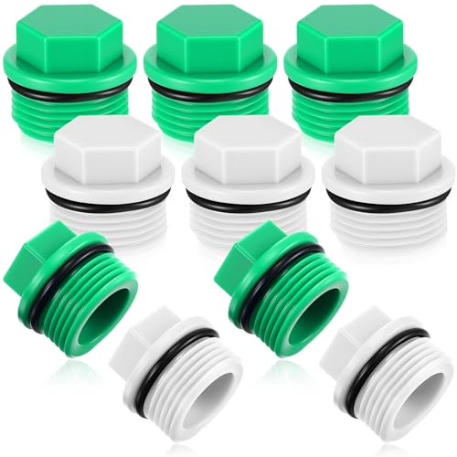 Nuanchu 10 Pieces 3/4 Npt Plug Male Thread Ppr and Garden Hose Plug White Garden Irrigation Tubing Stopper Drain Compatible with Green Rv Irrigation Water Supply(Hexagon)