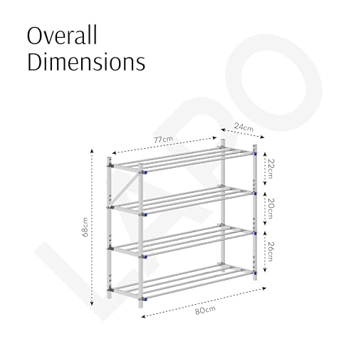 Image of LAPO Exclusive Stainless Steel Multipurpose Shoe Rack | 4 Step Foldable Storage Stand for Footwear, Clothes & Home Essentials | Durable Rust-Proof Organizer | Z125