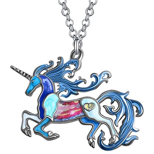Licorne collier pendentif sacré bleu pour sublimer vos tenues de fête