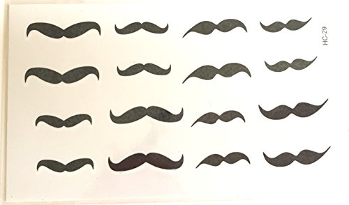 STRASS & PAILLETTES - Mini Tatouages éphémères Waterproof Moustache Noire. Tatoo temporaire - Bijou de Peau