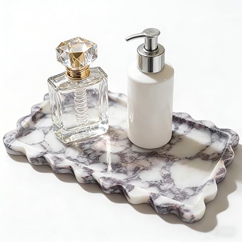 Natural Marble Decorative Tray-Bathroom Counter Decor Vanity Perfume Tray