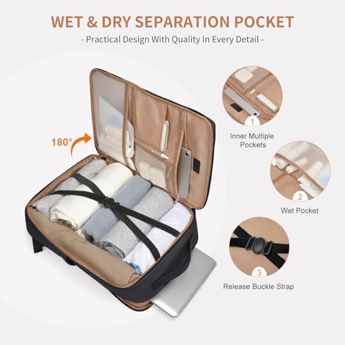 Stylish Laptop Backpack for Women Airline Approved Perfect for Work College and Travel Multi-Functional Casual Daypack Fits 17.3 Inch Notebook (Black)4