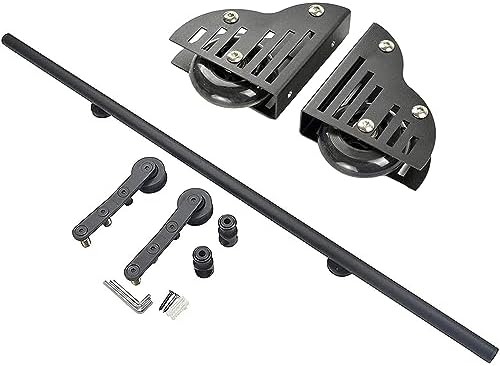 Heavy Duty Rolling Library Ladder Hardware Kit - Complete Sliding Ladder Track Set, 100-800cm Adjustable Rails with Floor Roller Wheels for Smooth Sliding Action (300cm/9.8ft)