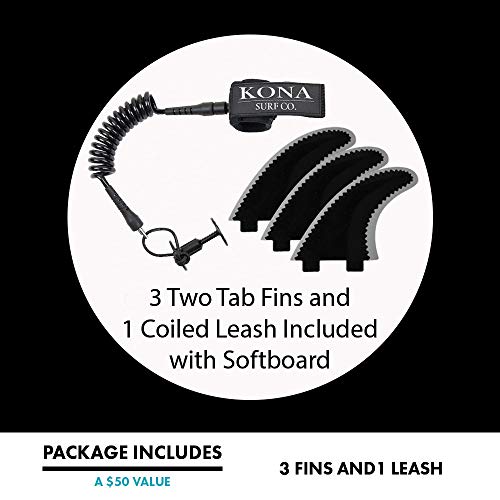 Kona Surf Co. The 4-4 Surfboard For Beginners Kids And Adults - Soft Top Foam Surfboards For Beach – Surf As A Boogie Board Bodyboard Or Softboard - Includes Fins And Leash In Light Blue Sz:4Ft 4In #TOP5